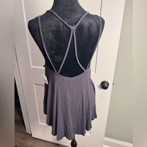 We the free free people charcoal strap tank top asymmetrical flowy - Picture 3 of 6